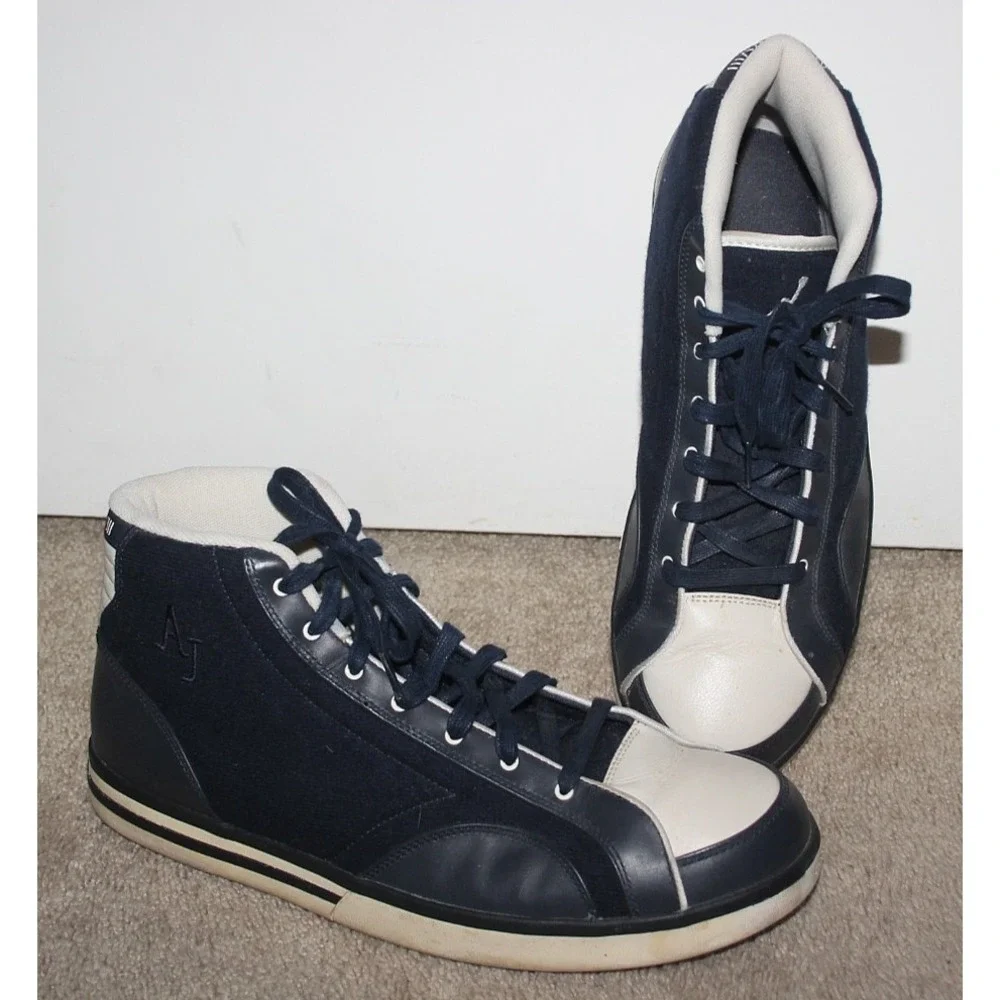 JORDAN 13 Navy Suede Cream Leather High Top Basketball Sneakers Mens